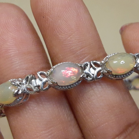 925 Ethiopian Opal Tennis Bracelet. - Picture 6 of 7